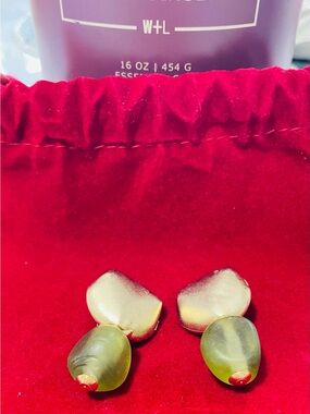 Amy Jo New York Gold and Olive Green Drop Clip-On Earrings